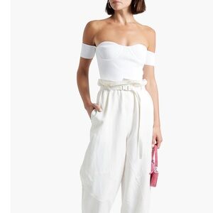 Helmut Lang White Off-Shoulder Top
